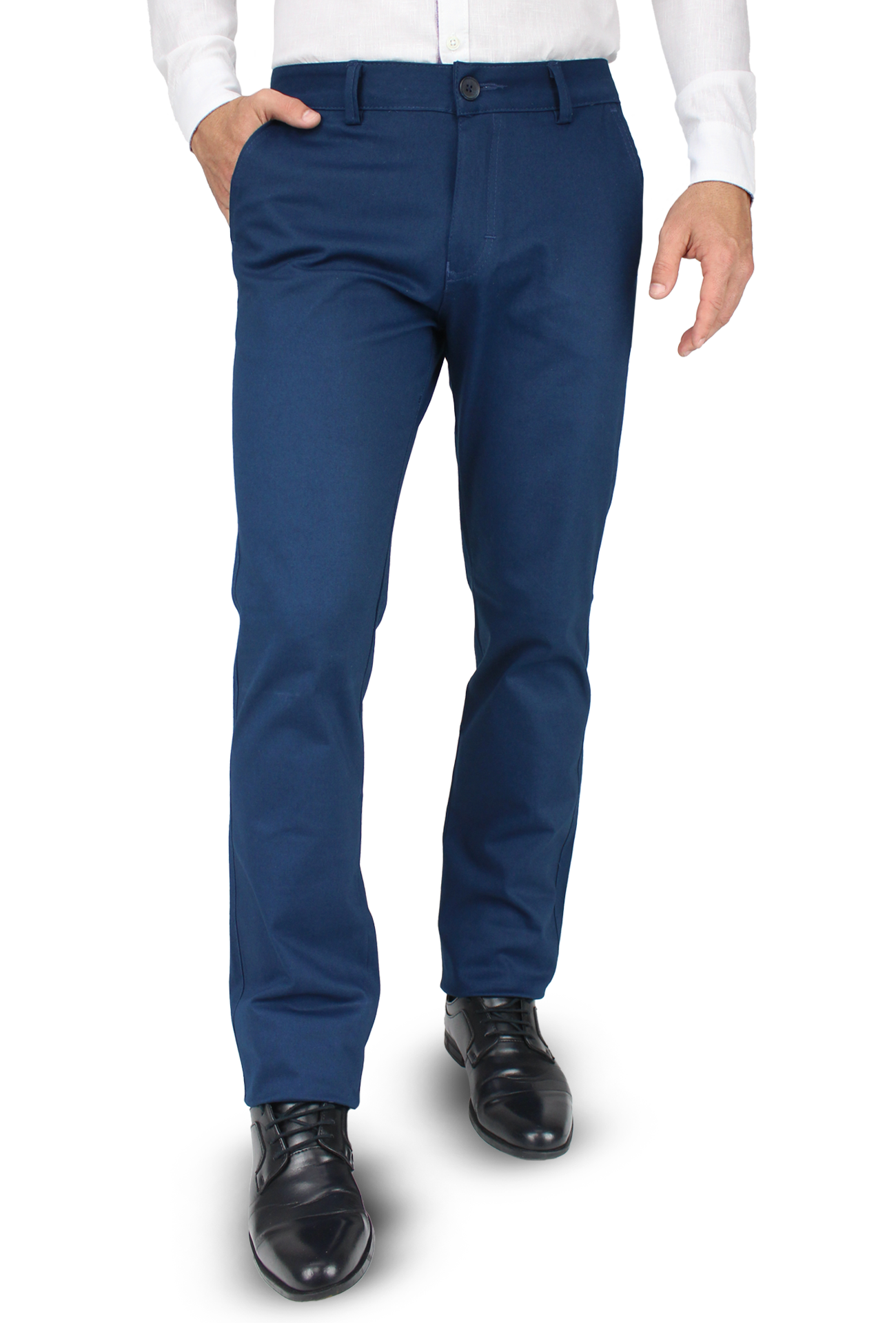 Pantalón de vestir para caballero de ajuste clásico, corte Slim fit de algodón premium Strech