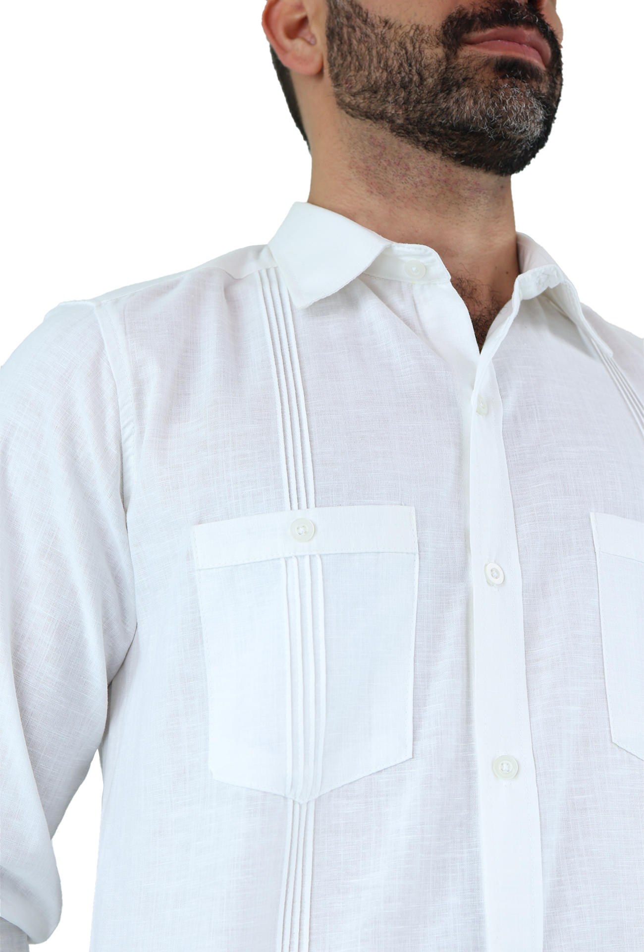 Camisa Estilo Guayabera Alforzada De Manga Larga De Hombre