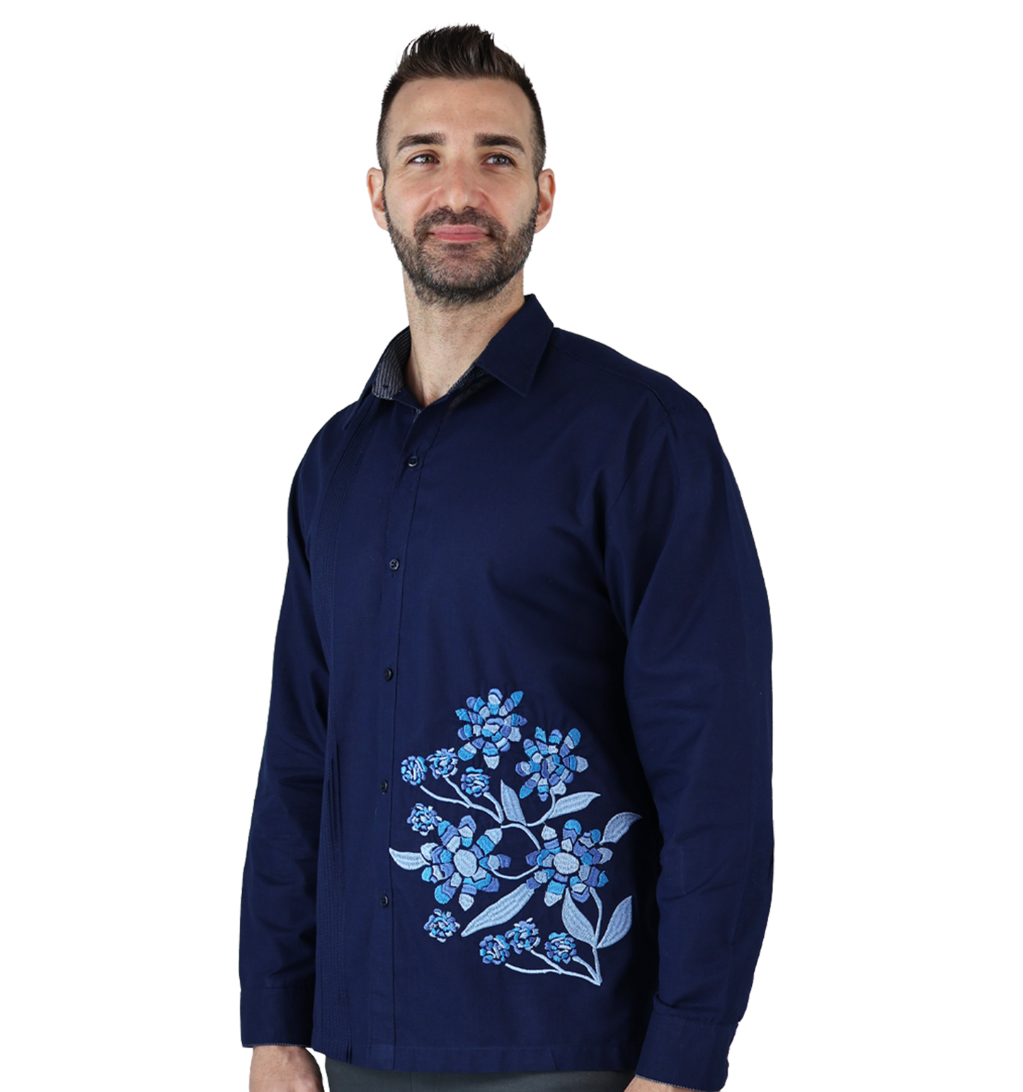 Guayabera Manga Larga Slim Fit Bordado Exclusivo Para Hombre