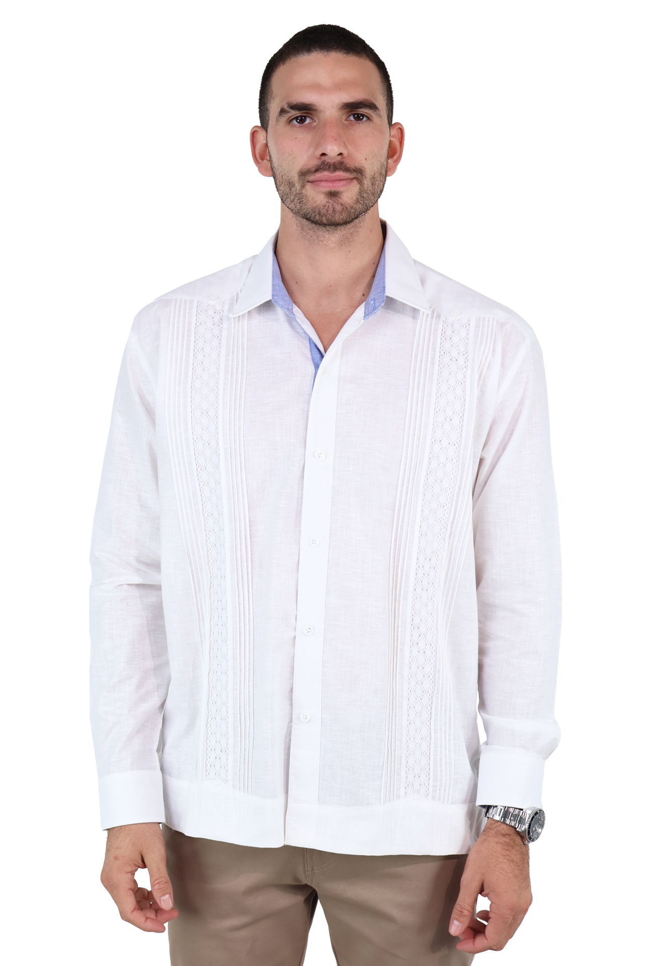 Guayabera Manga Larga De Aldogón Detalle Bordado Estilo Clásico Para Hombre