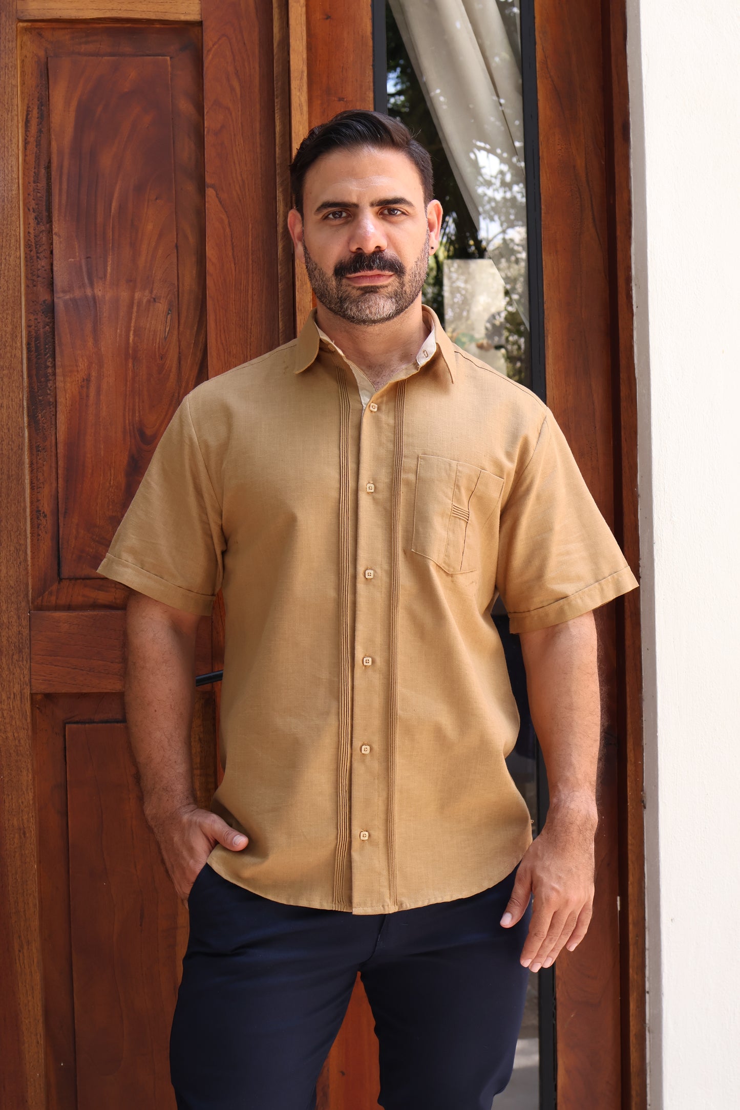 Guayabera Manga Corta De Algodón Corte Clasico Para Caballlero