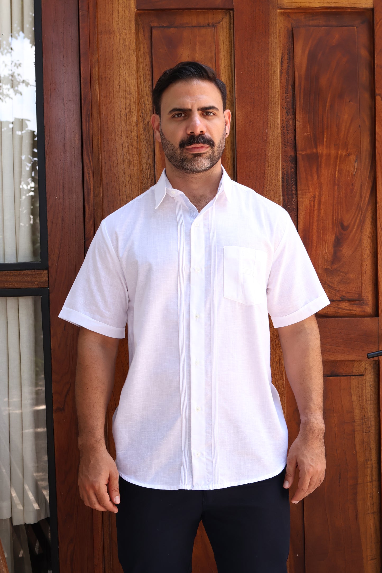 Guayabera Manga Corta De Algodón Corte Clasico Para Caballlero