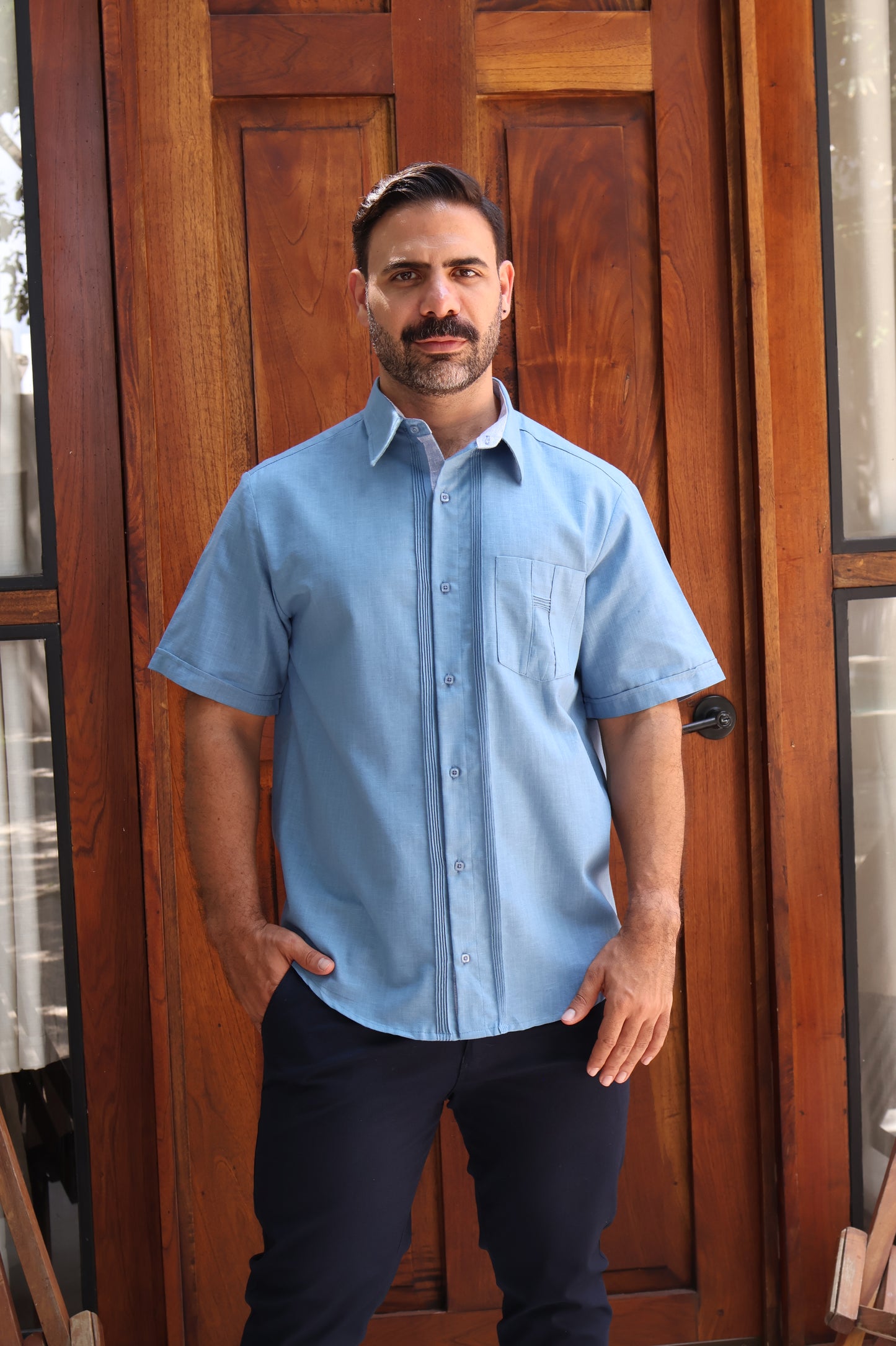 Guayabera Manga Corta De Algodón Corte Clasico Para Caballlero