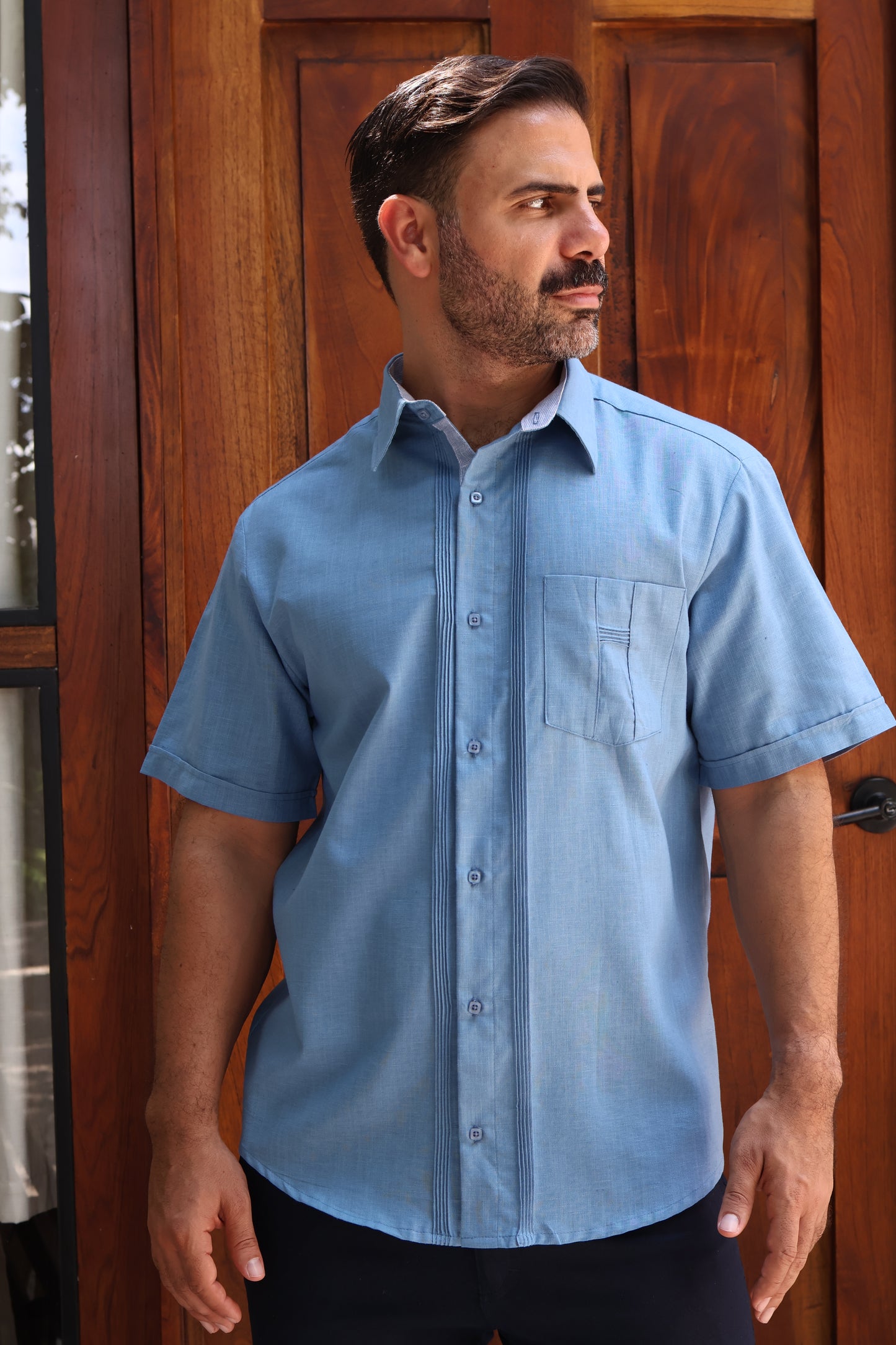 Guayabera Manga Corta De Algodón Corte Clasico Para Caballlero