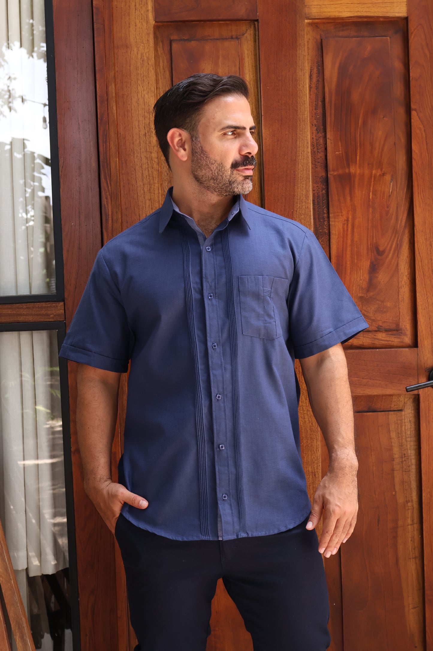 Guayabera Manga Corta De Algodón Corte Clasico Para Caballlero