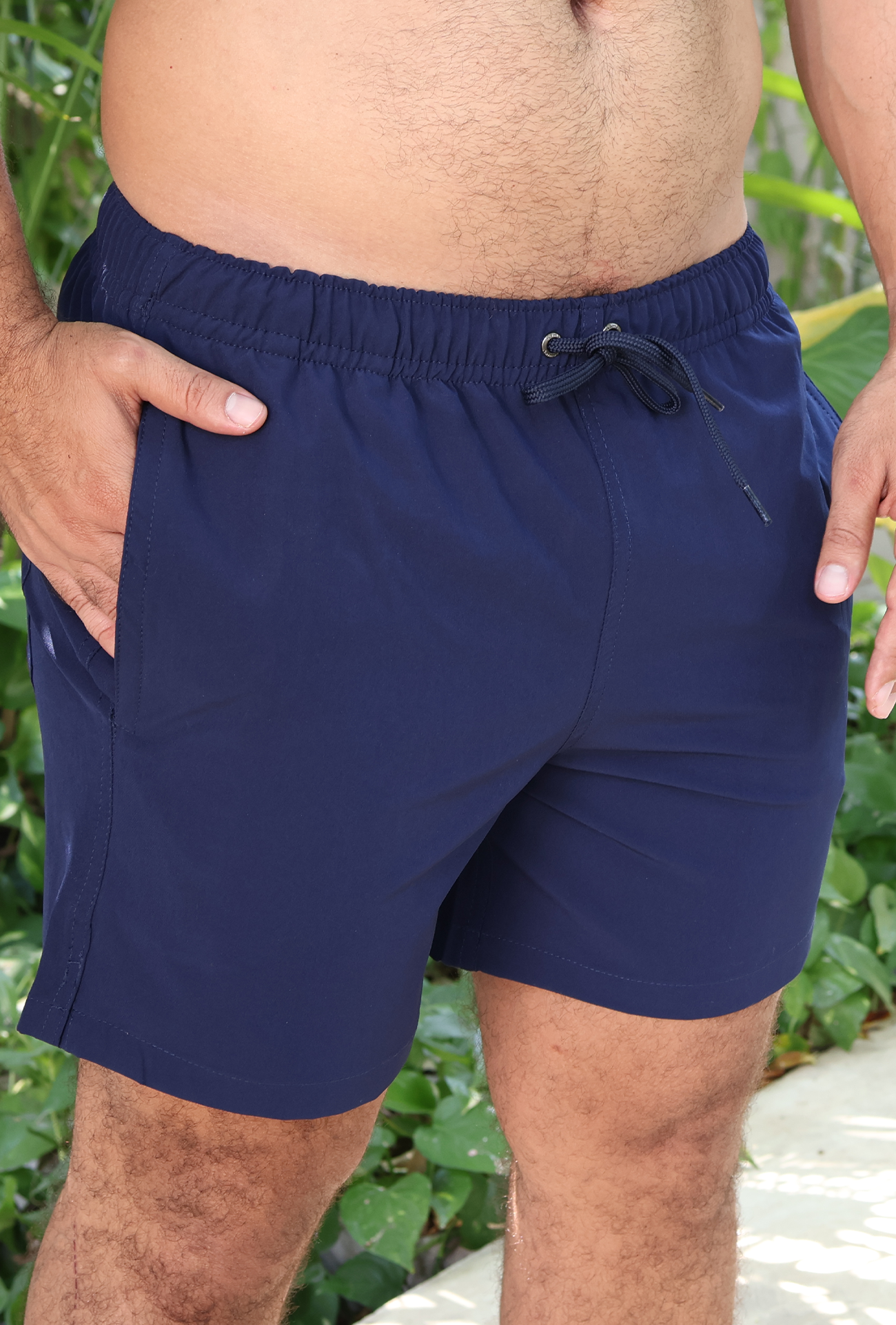 Bañador Liso Con Bolsas Elástico Ajustable Y Red Para Hombre