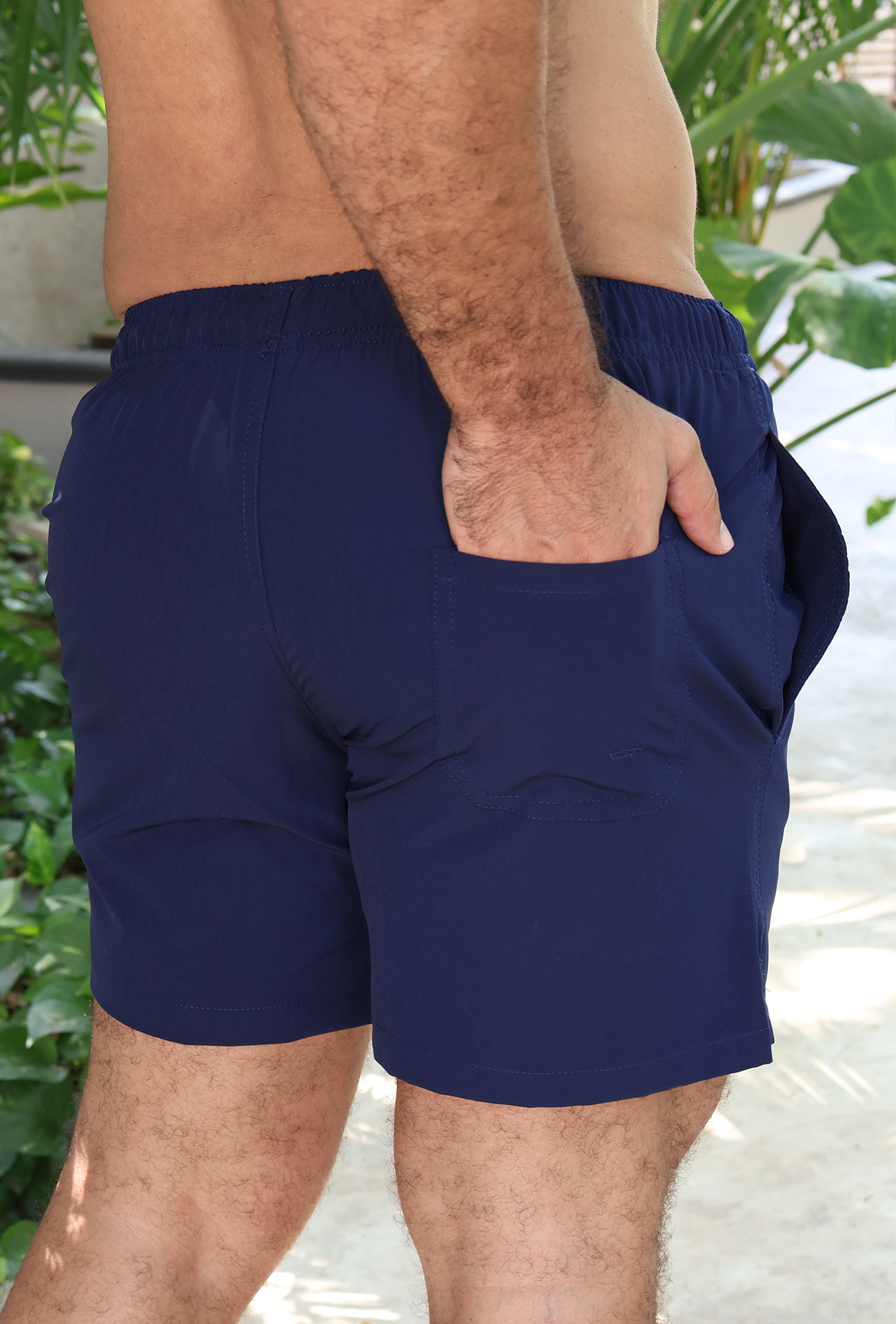 Bañador Liso Con Bolsas Elástico Ajustable Y Red Para Hombre