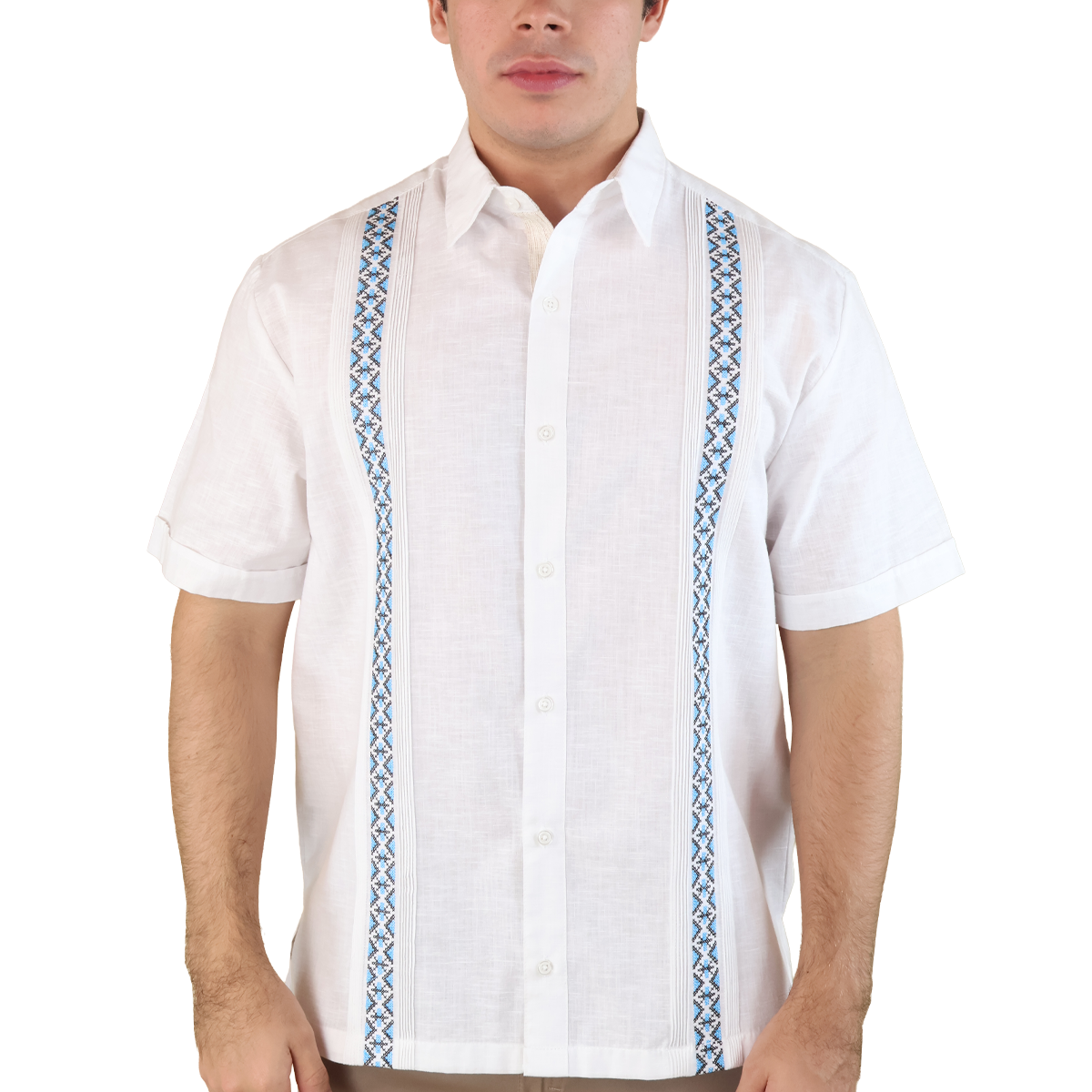 Camisa Tipo Guayabera Casual Formal con Bordado y Detalles Elegantes