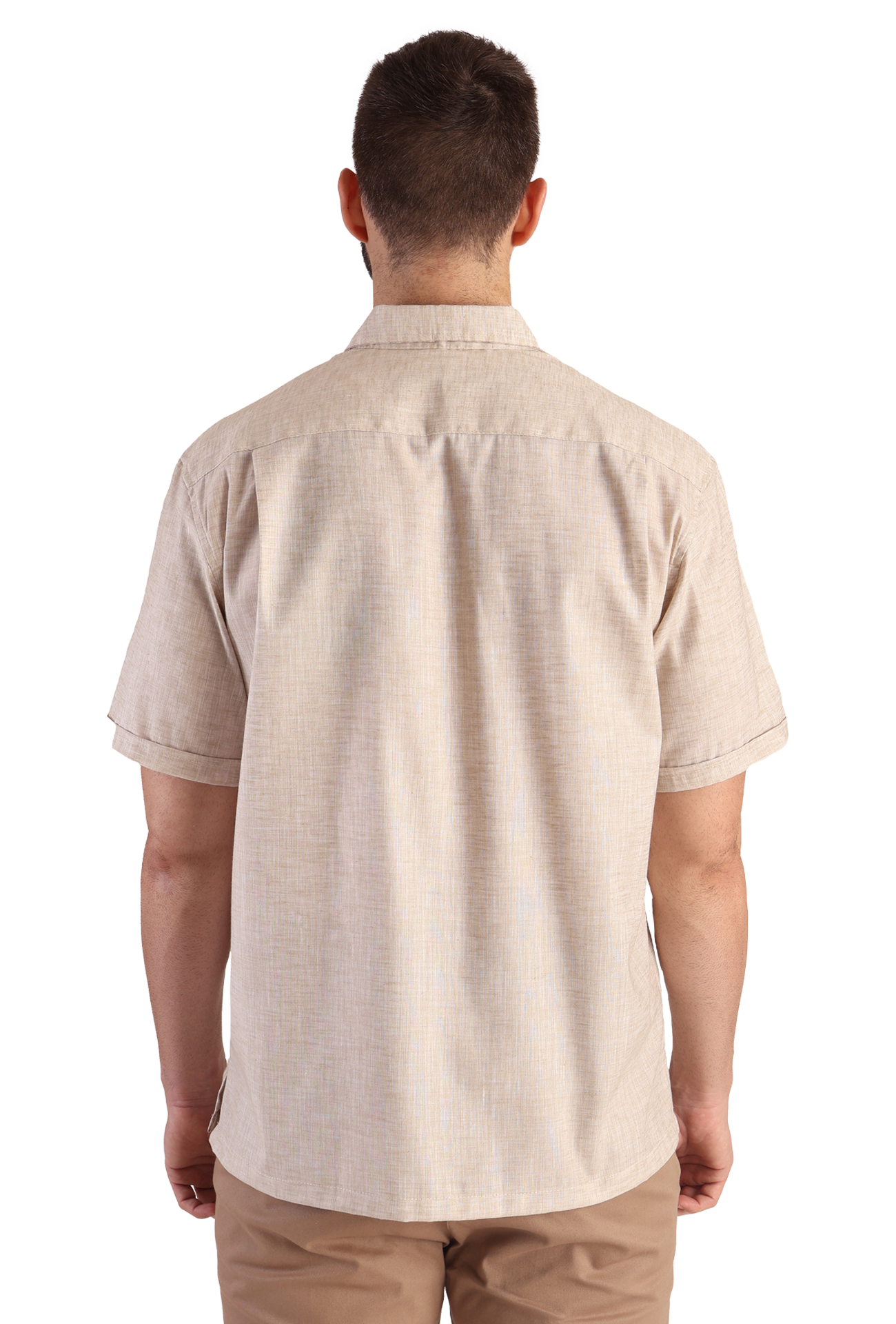 Guayabera Manga Corta Con Alforzas Look De Lino Para Caballero