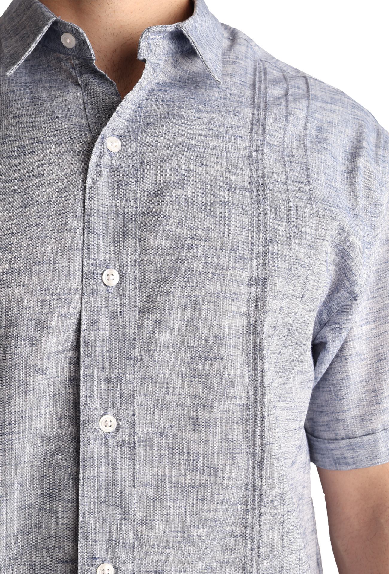 Guayabera Manga Corta Con Alforzas Look De Lino Para Caballero