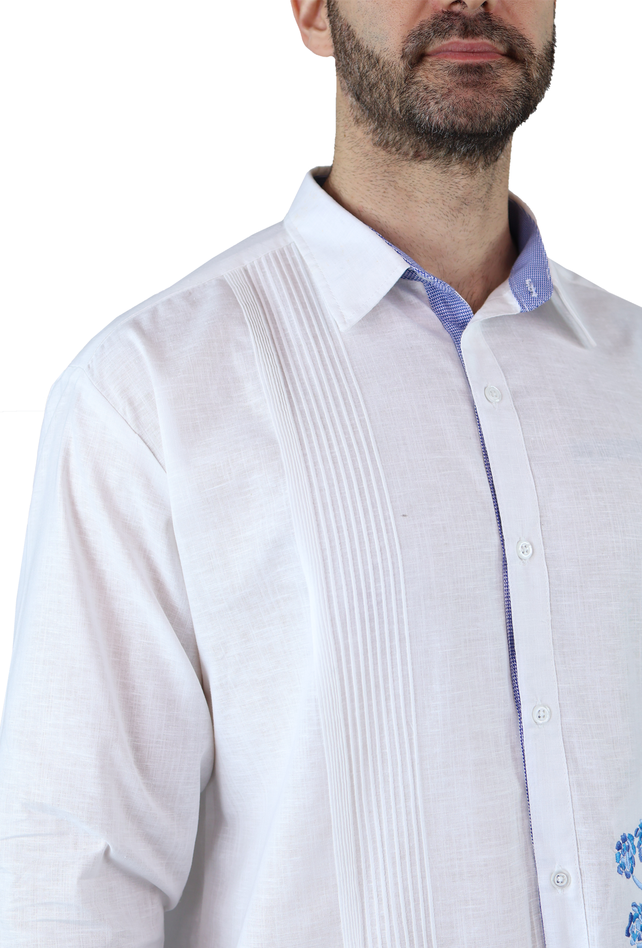 Guayabera Manga Larga Slim Fit Bordado Exclusivo Para Hombre