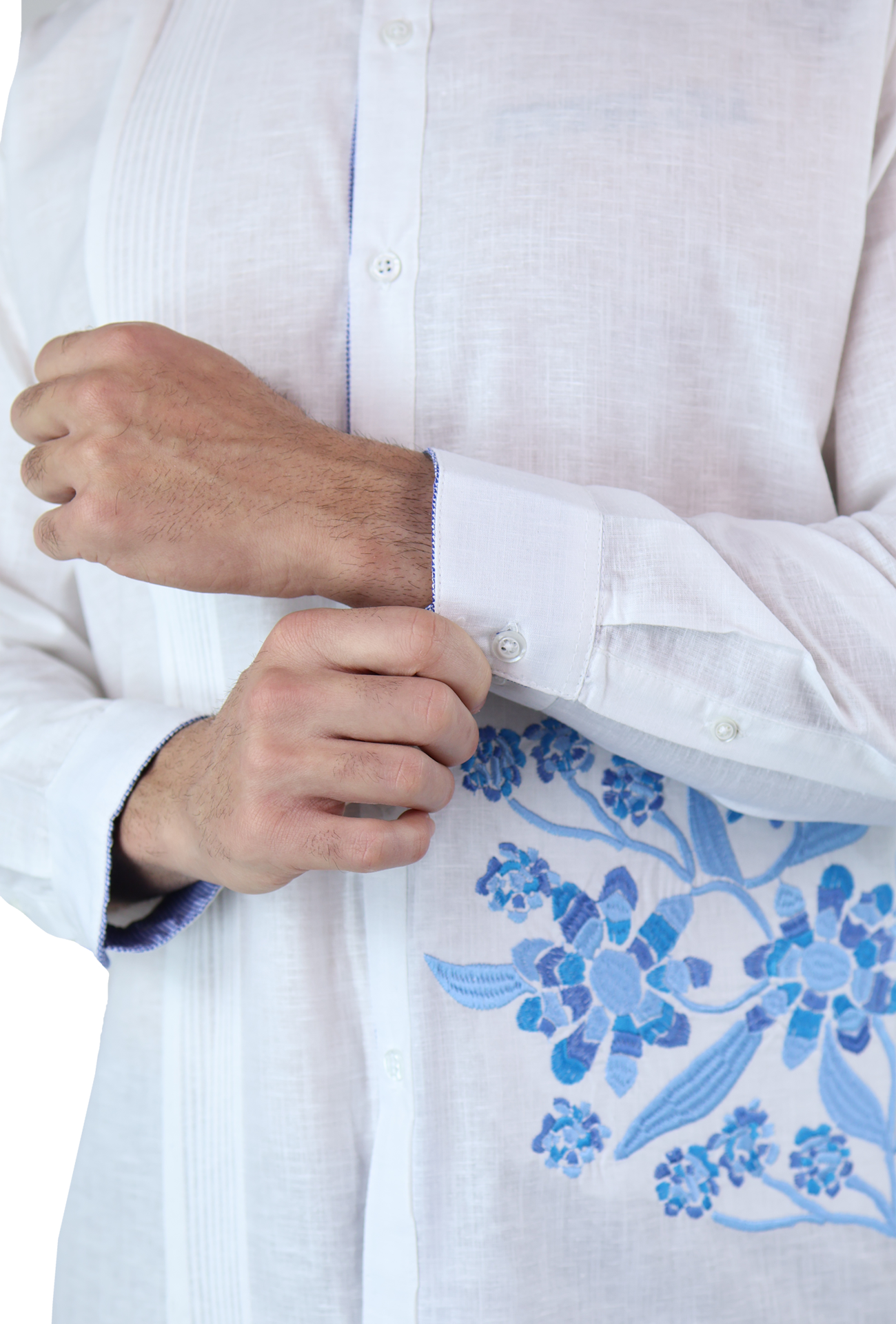 Guayabera Manga Larga Slim Fit Bordado Exclusivo Para Hombre