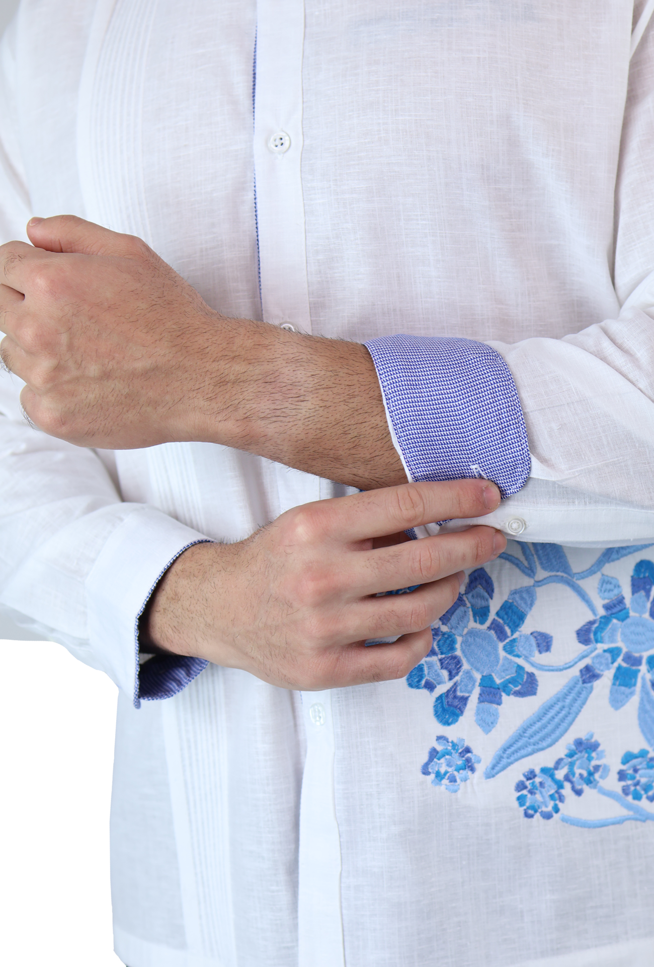 Guayabera Manga Larga Slim Fit Bordado Exclusivo Para Hombre